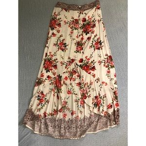 High-Low Floral Boho Skirt